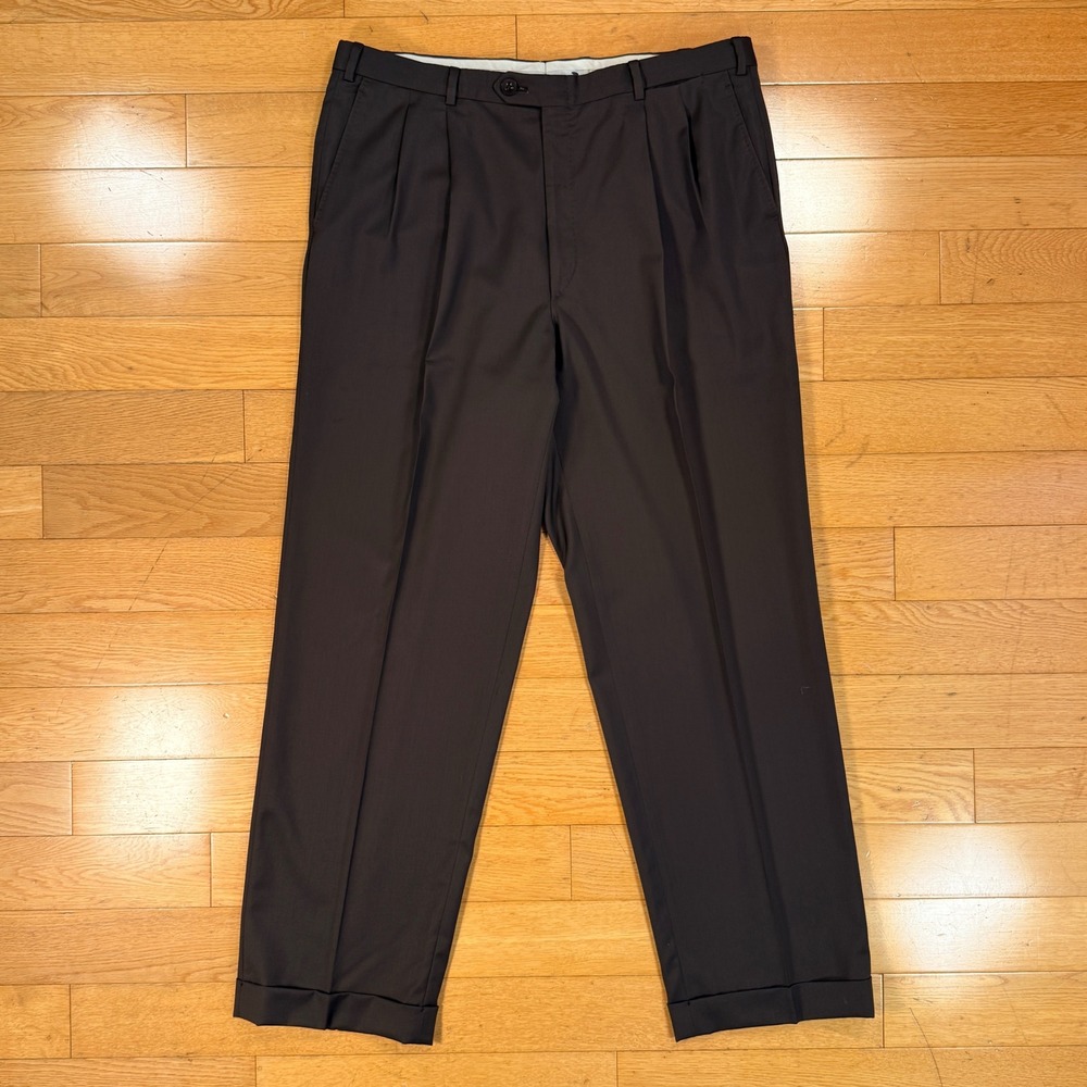 Brioni Sport Mens Brown Double Pleated Cuffed Trousers Pants Size 38 IT 54